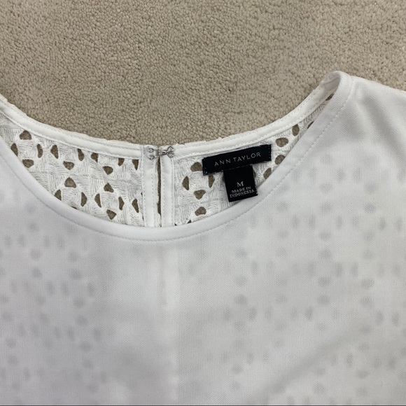 Ann Taylor Women White Sleeveless Top Crochet Sz M - Picture 3 of 6